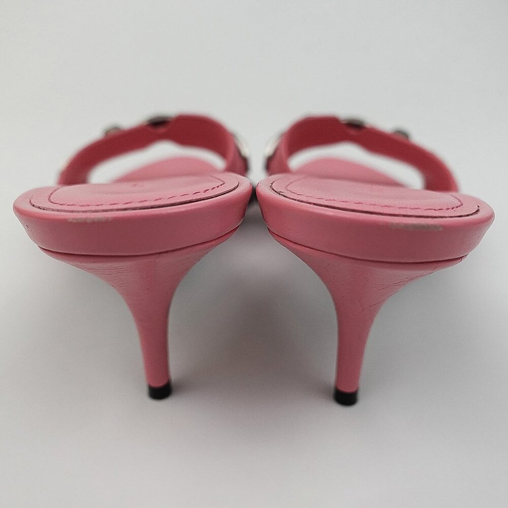 Balenciaga Sweet Pink Silver Detail Le Cagole Kitten Heel Sandals - EU 39/US 8 - Picture 8 of 11